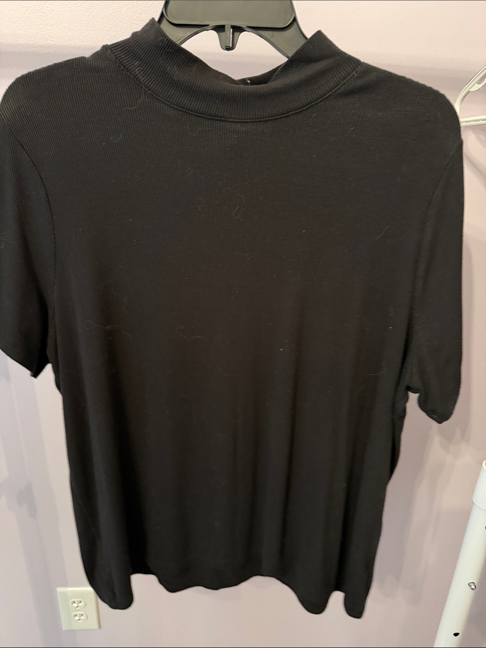 Time and Tru Black Long-Sleeve Mock Neck Tee